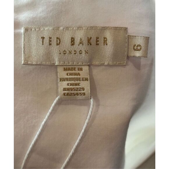 Ted Baker White Cotton Button Through Puff Sleeve Maxi Dress NWT Size 6 or XL - Picture 3 of 5